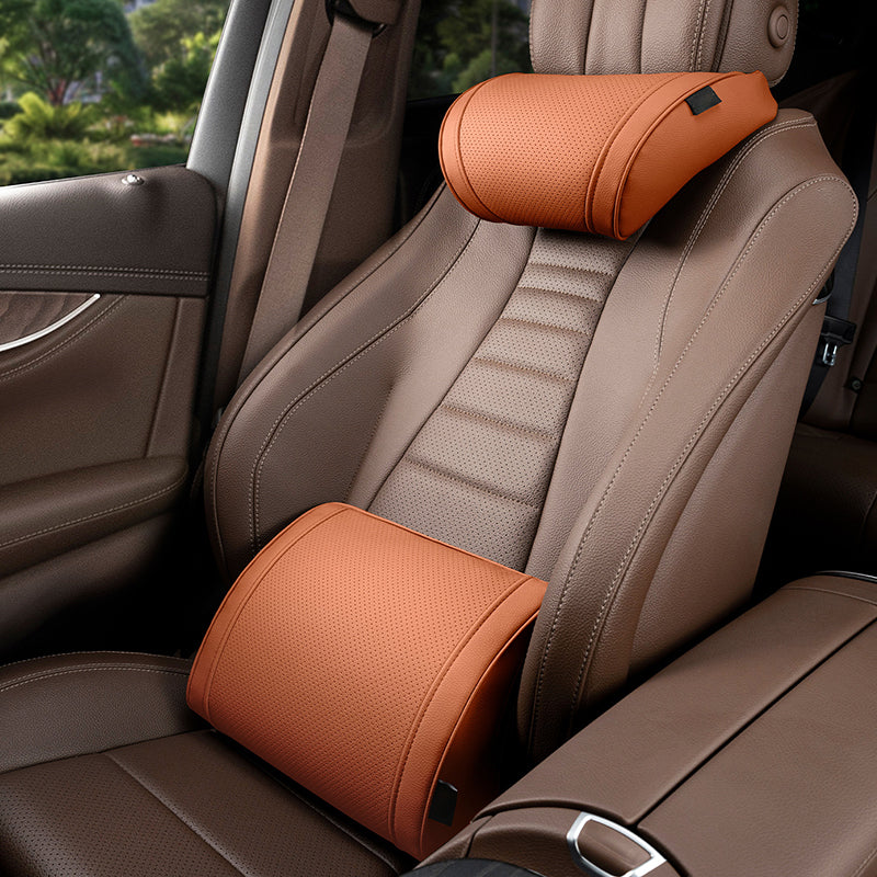 Ergonomic Memory Foam Car Support Set - Lumbar Cushion and Headrest
