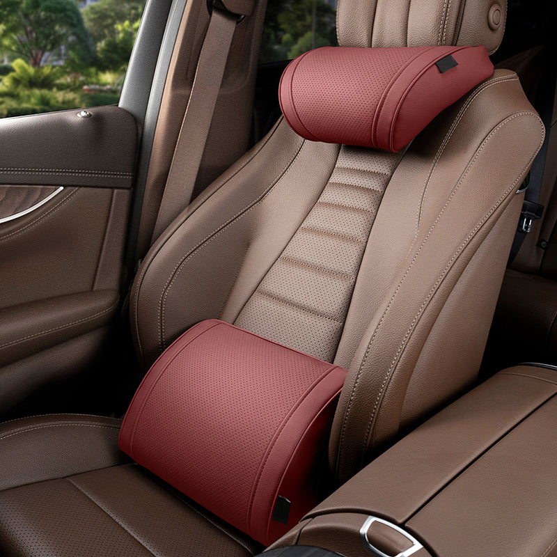 Ergonomic Memory Foam Car Support Set - Lumbar Cushion and Headrest