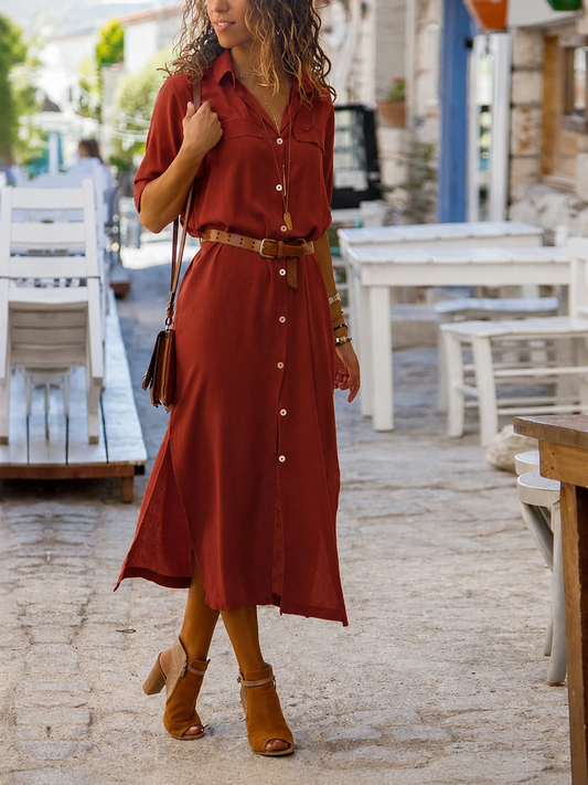 Long Sleeve A-Line Midi Dress for Women – Fleek Fit