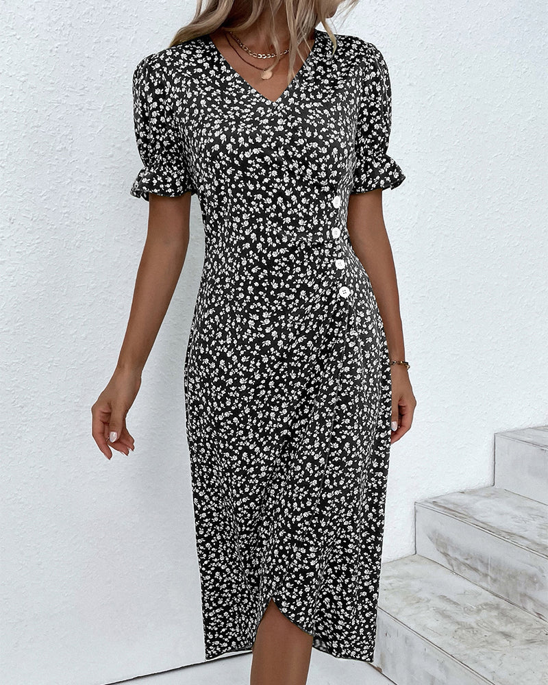 Image of Esme | Women's V-Neck Wrap Midi Dress