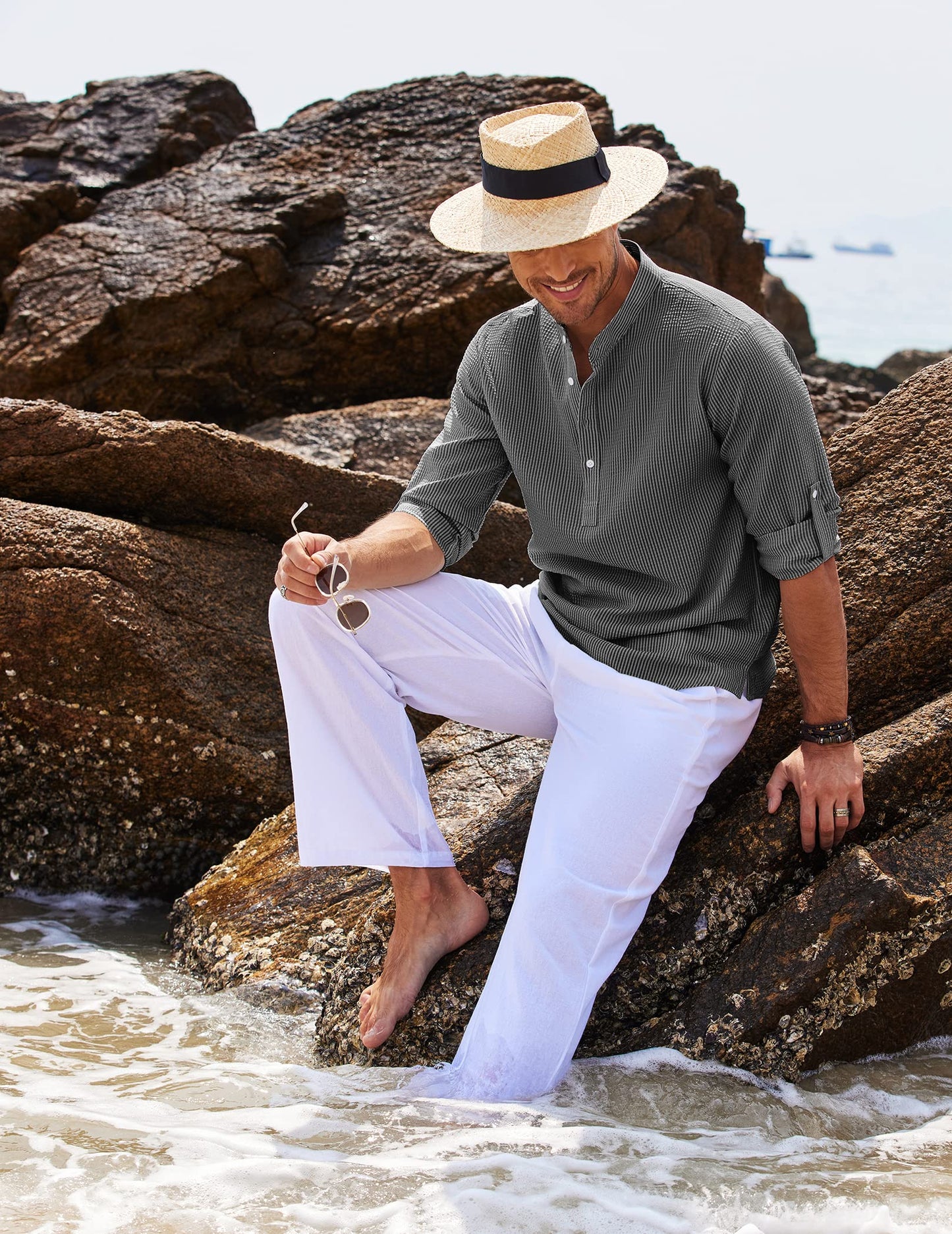 Image of Ezekiel | Men's Roll-Up Sleeve Henley Shirt