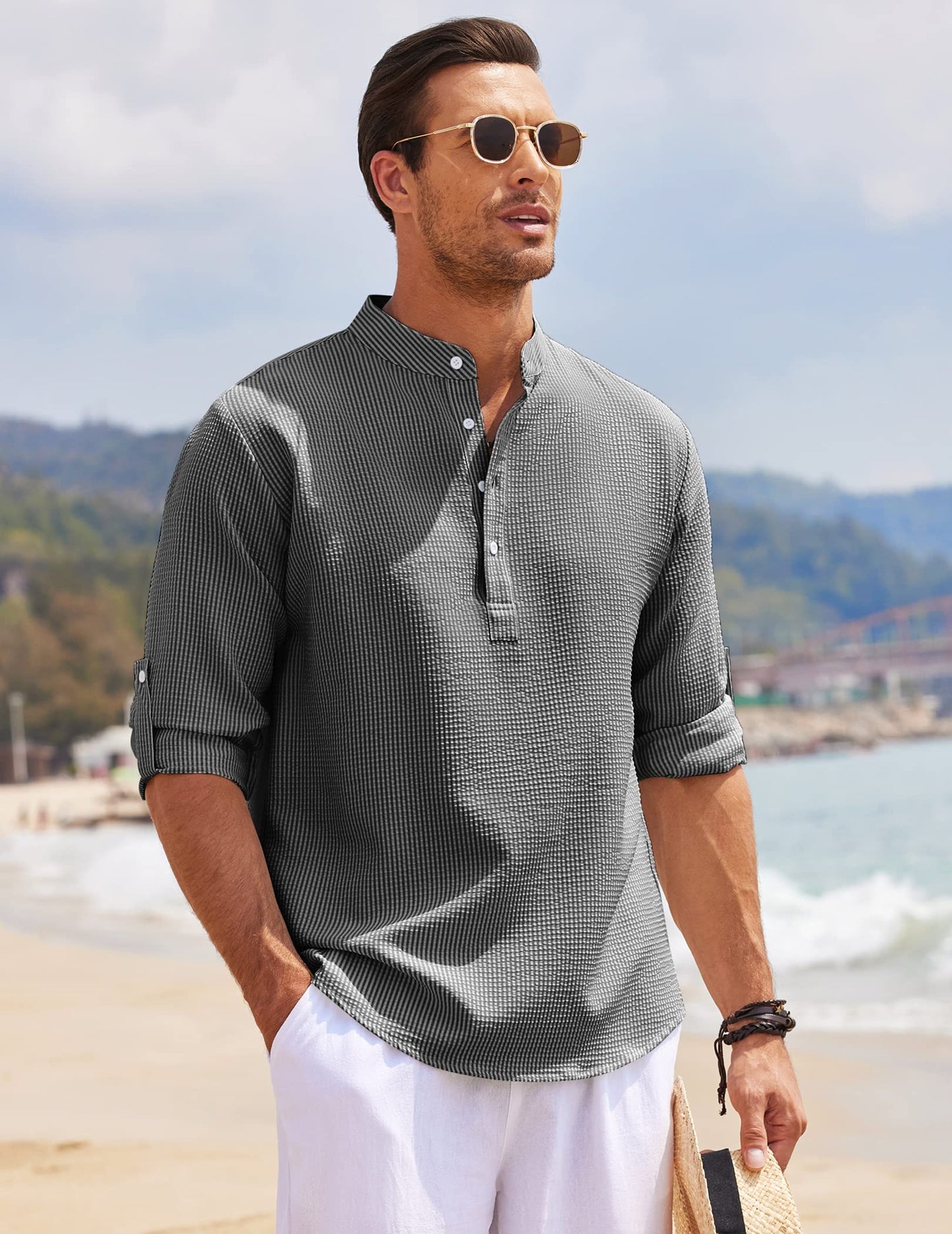 Image of Ezekiel | Men's Roll-Up Sleeve Henley Shirt