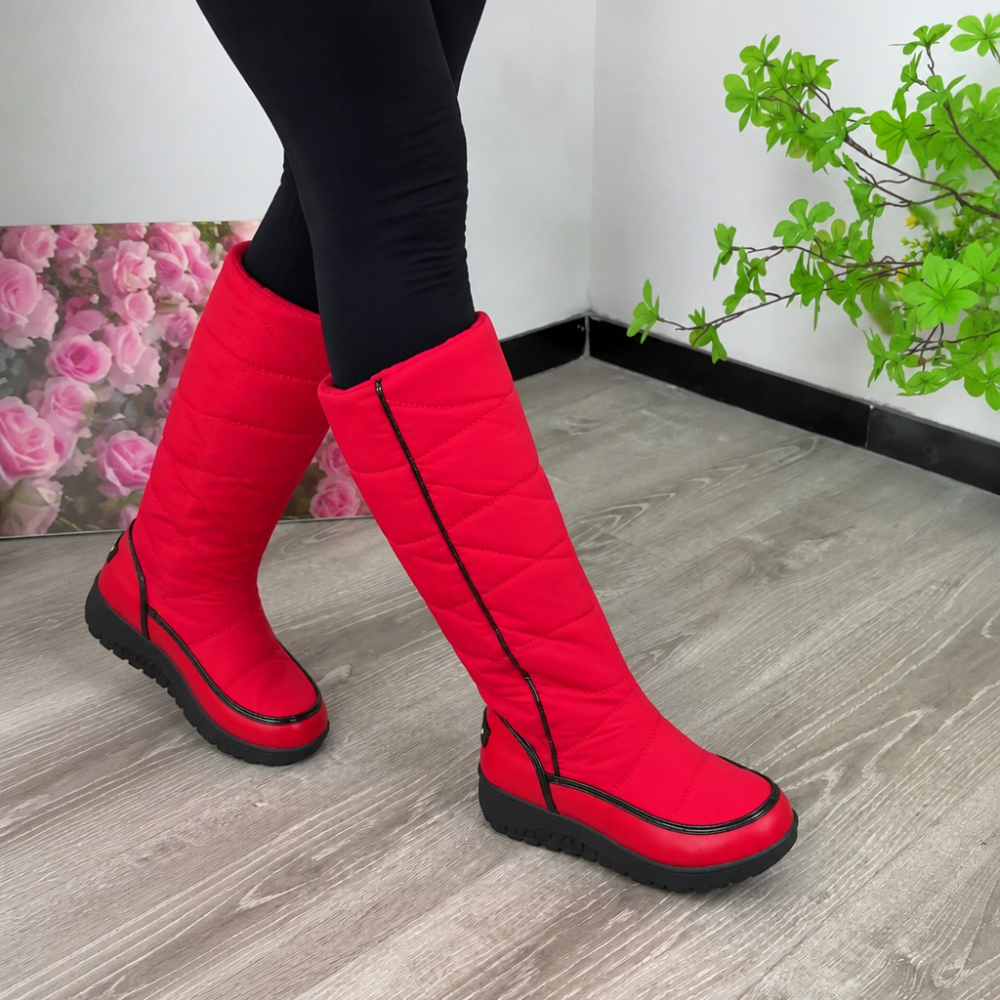 Faux Fur-Lined Knee-High Pull-On Boots