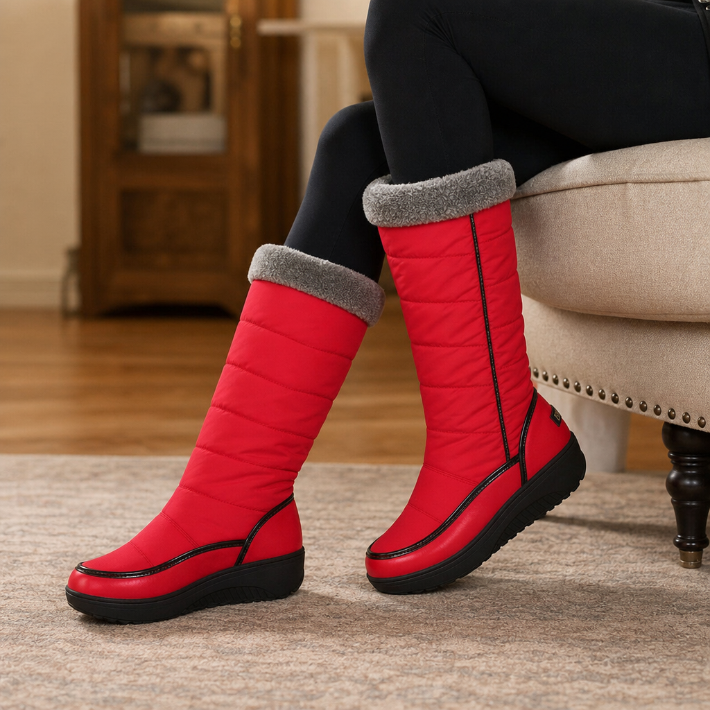 Faux Fur-Lined Knee-High Pull-On Boots