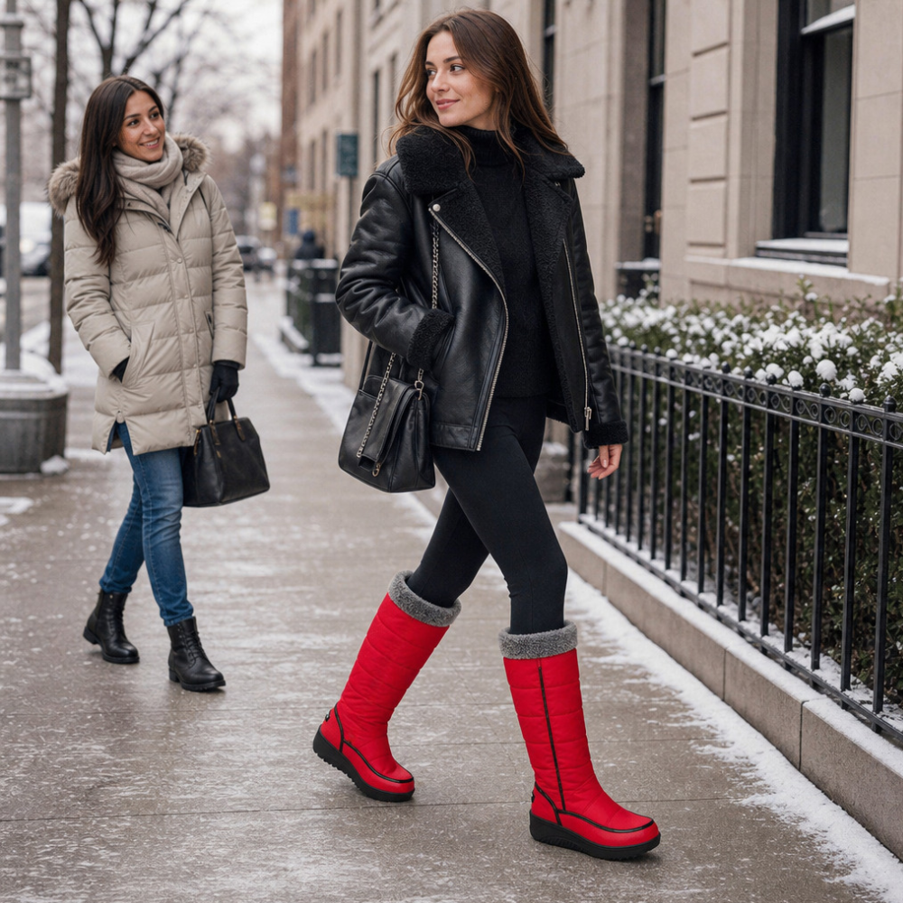 Faux Fur-Lined Knee-High Pull-On Boots