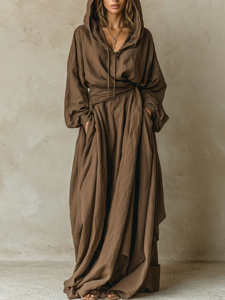 Image of Felicia | Women's Hooded Wrap Maxi Dress
