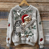 Festive Christmas Sweater with Cat