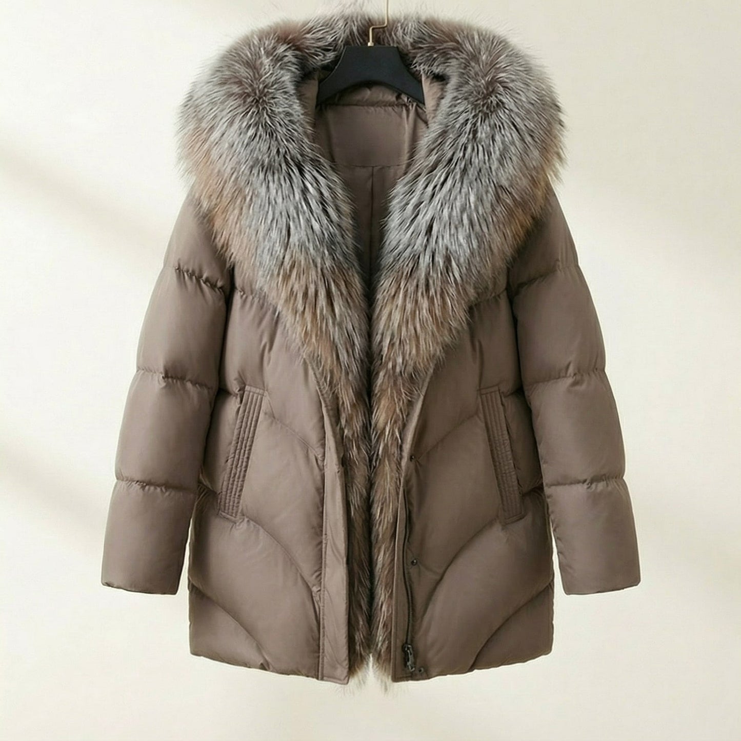 Image of Fiona | Women's Puffer Coat with Fur Collar