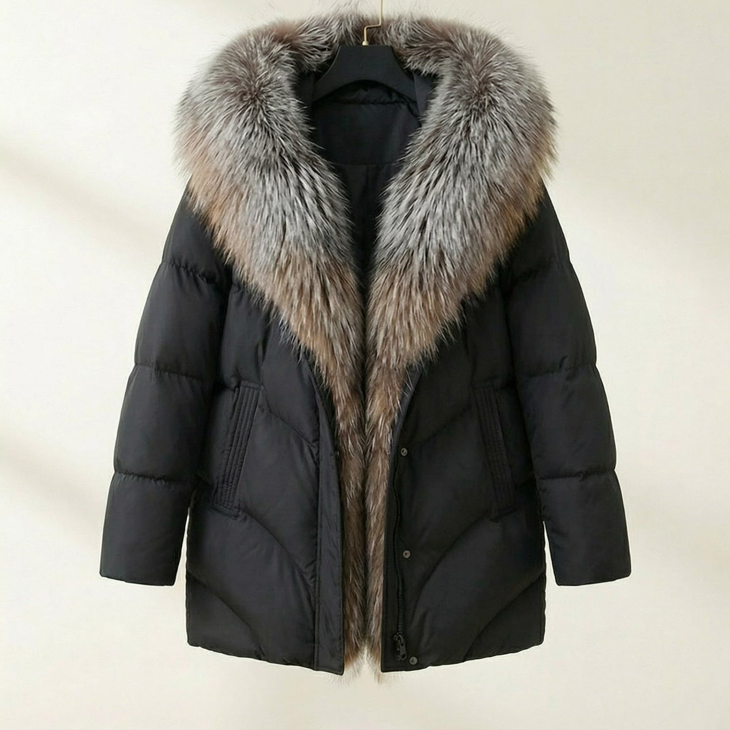 Image of Fiona | Women's Puffer Coat with Fur Collar