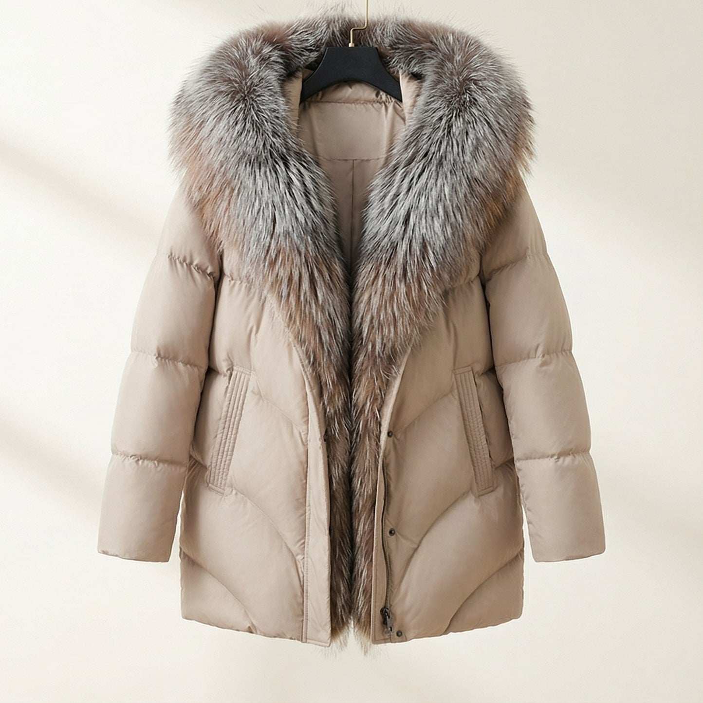 Image of Fiona | Women's Puffer Coat with Fur Collar
