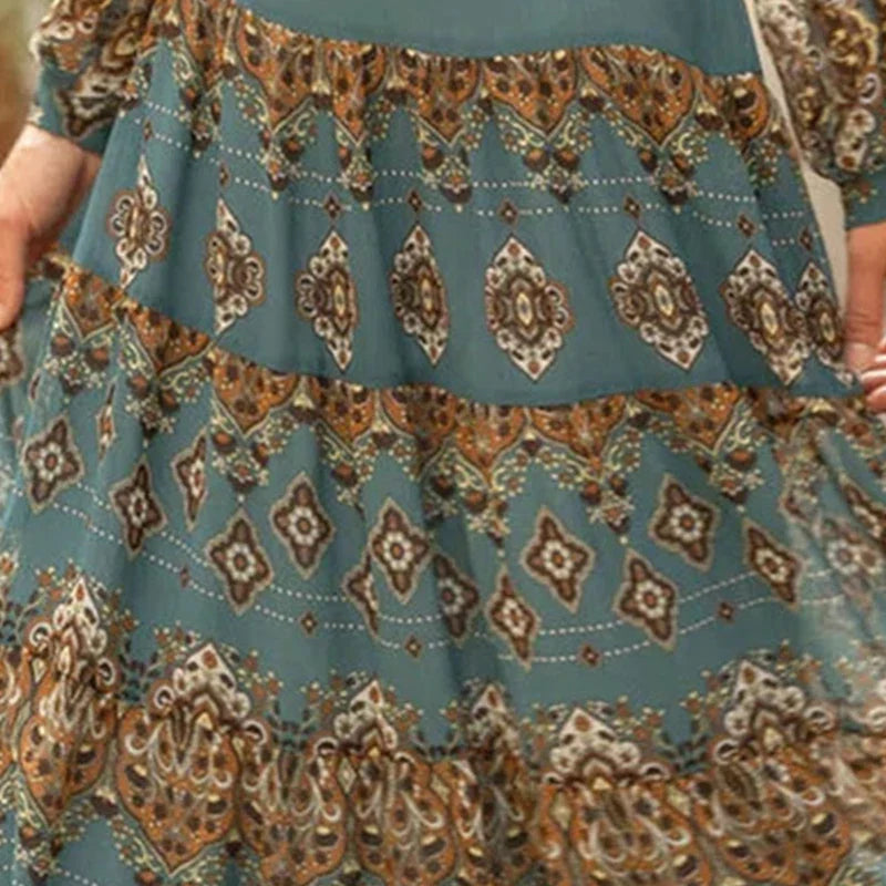 Image of Fiona | Women's V-Neck Long Sleeve Maxi Dress