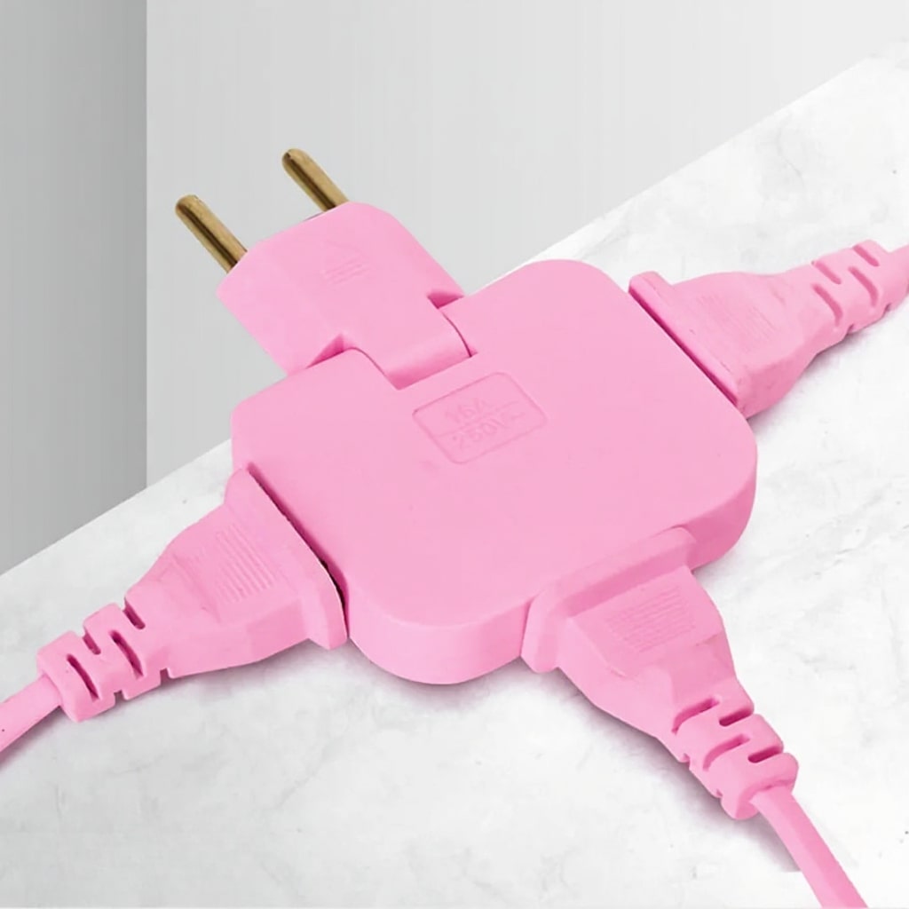 Flat Plug Adapter - 1 to 3 Outlet Splitter for Tight Spaces