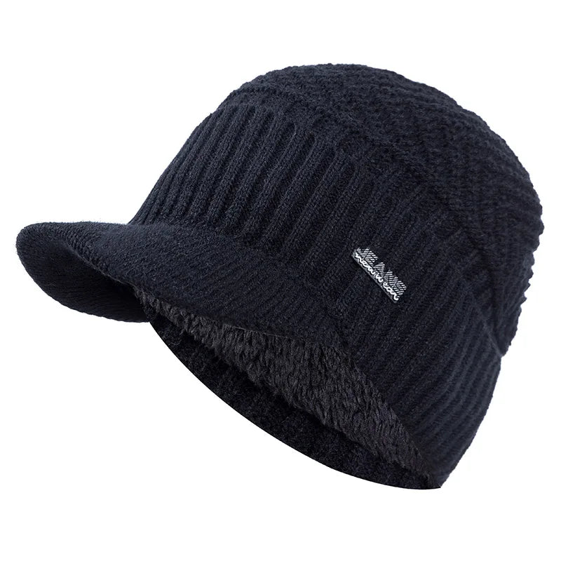 Fleece-Lined Knit Visor Beanie