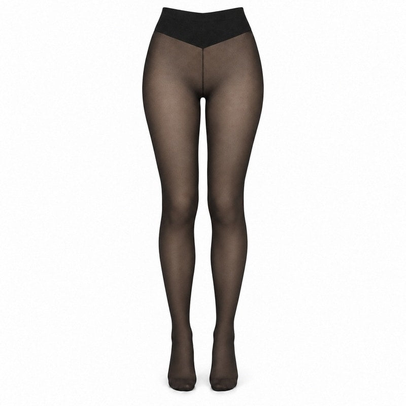 Fleece-Lined Tights with Sheer Look