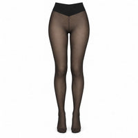 Fleece-Lined Tights with Sheer Look