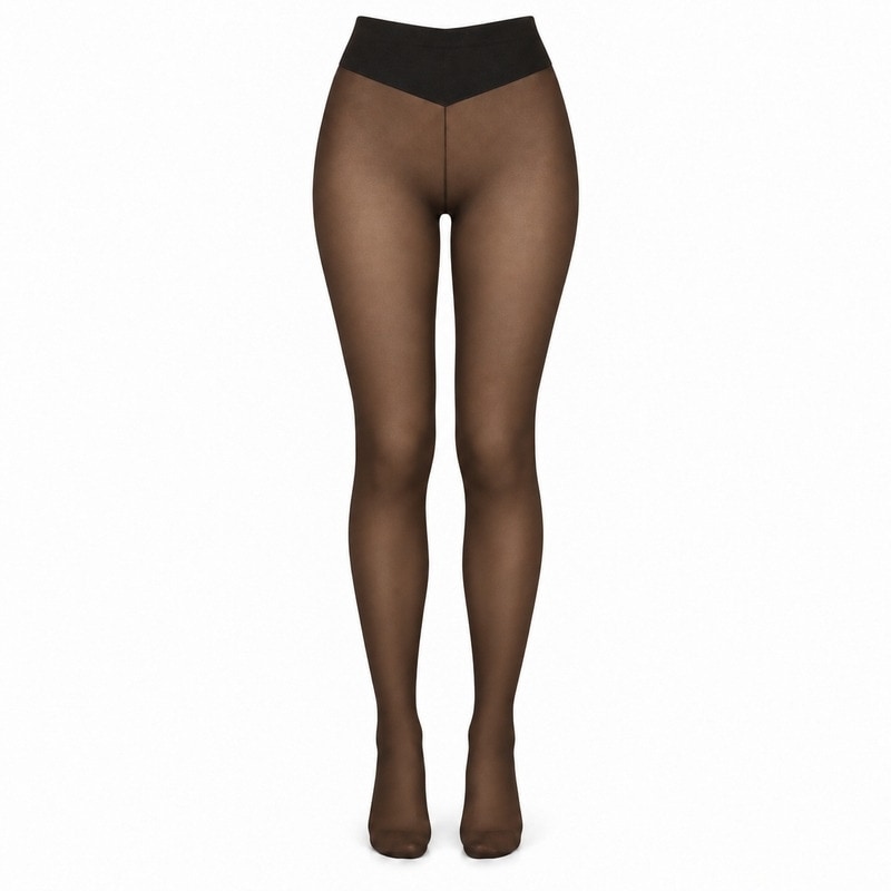 Fleece-Lined Tights with Sheer Look