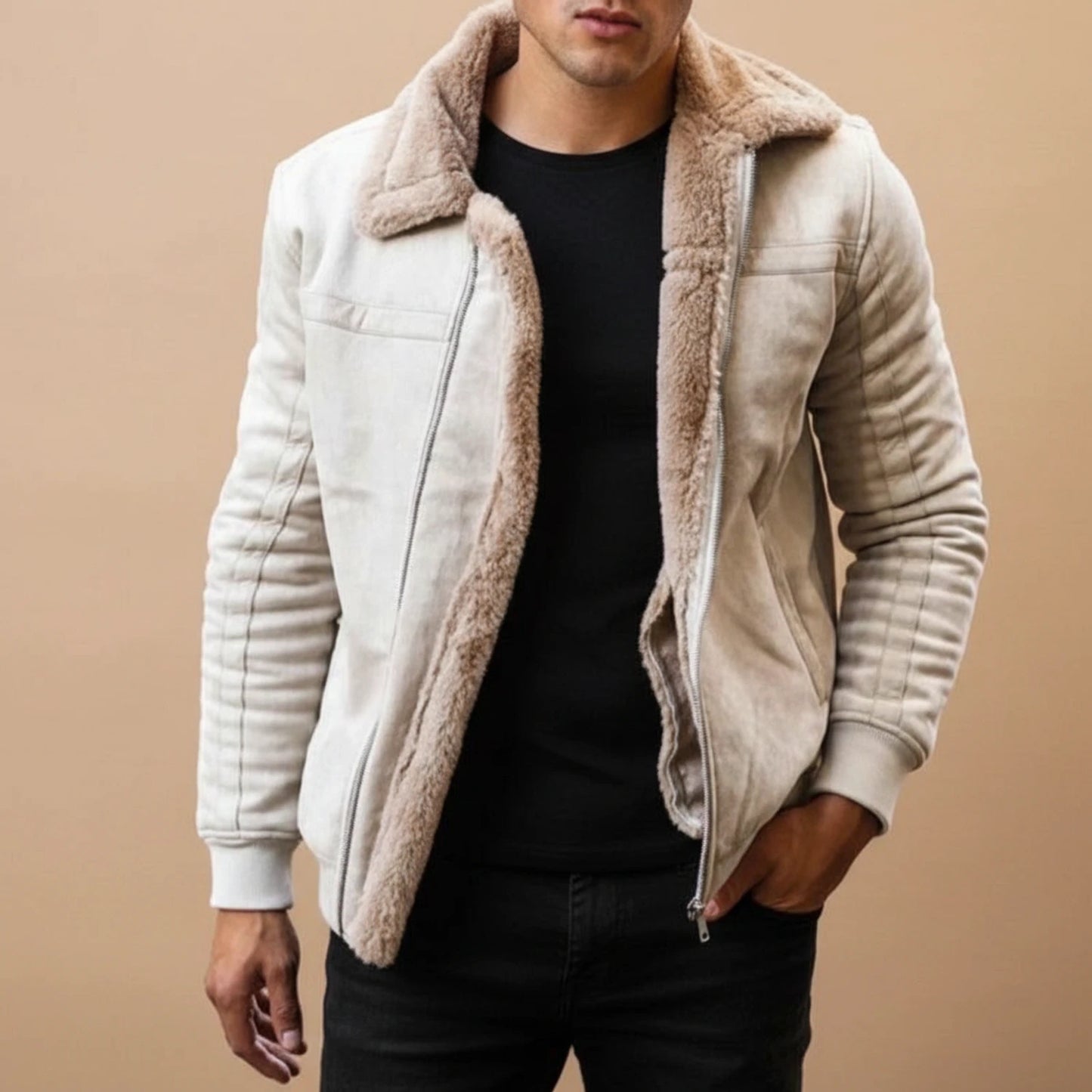 Fleece Collar Bomber Jacket for Women