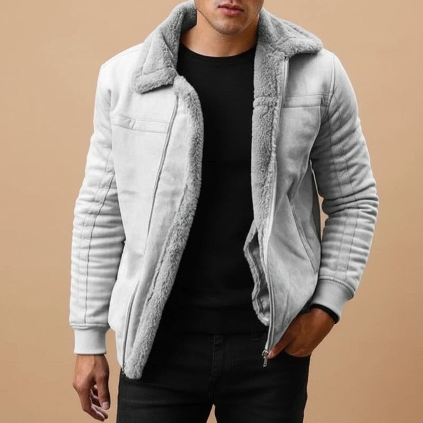 Fleece Collar Bomber Jacket for Women