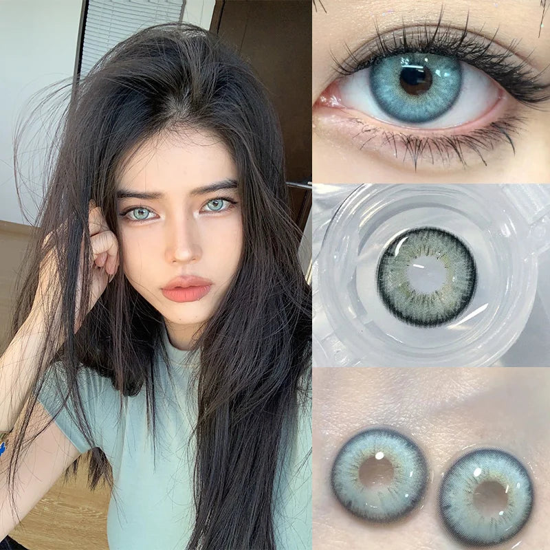 FleekFit | 1 Pair New Colored Contact Lenses with Diopters Natural Lenses Blue Lenses Bestsellers Green Pupil Cosmetics Fast Shipping