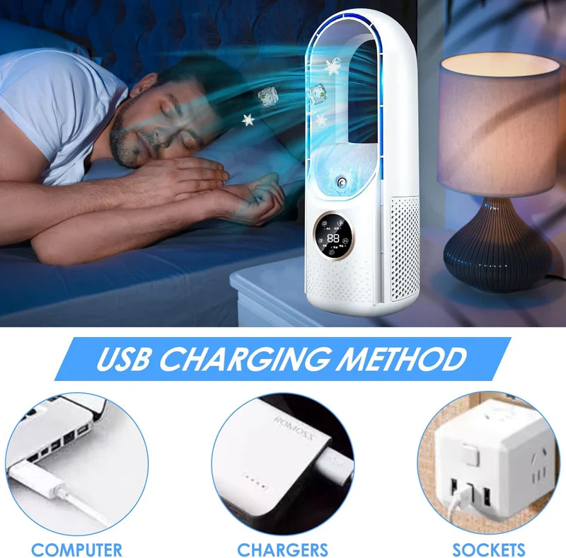 FleekFit | 2025 Blade-Free Silent Portable Air Conditioner Humidifier for Home and Office