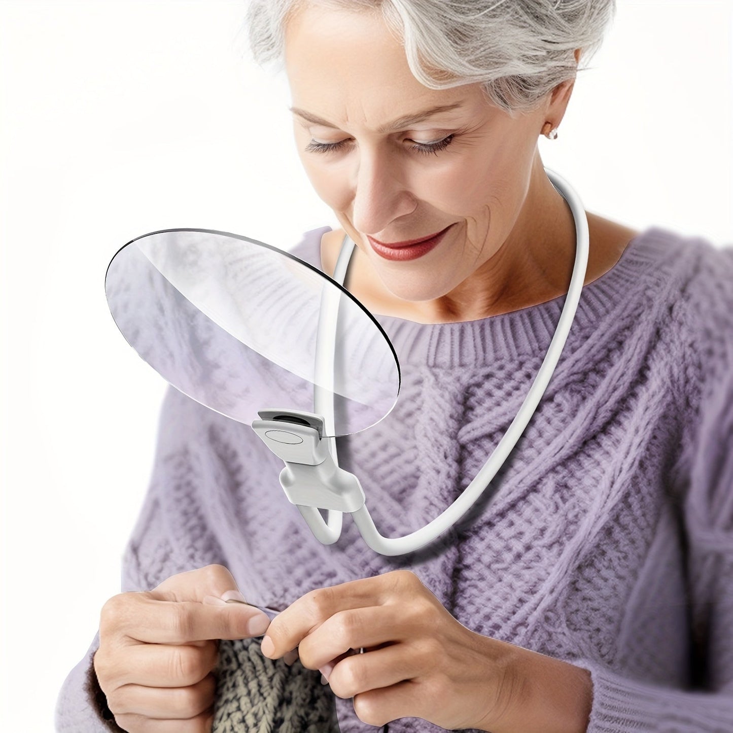 FleekFit | 5X Magnifying Glass Pro – Hands-Free Adjustable Neck Loupe for Seniors and People with Visual Impairment – Perfect for Reading, Sewing, Crafting, and Inspecting