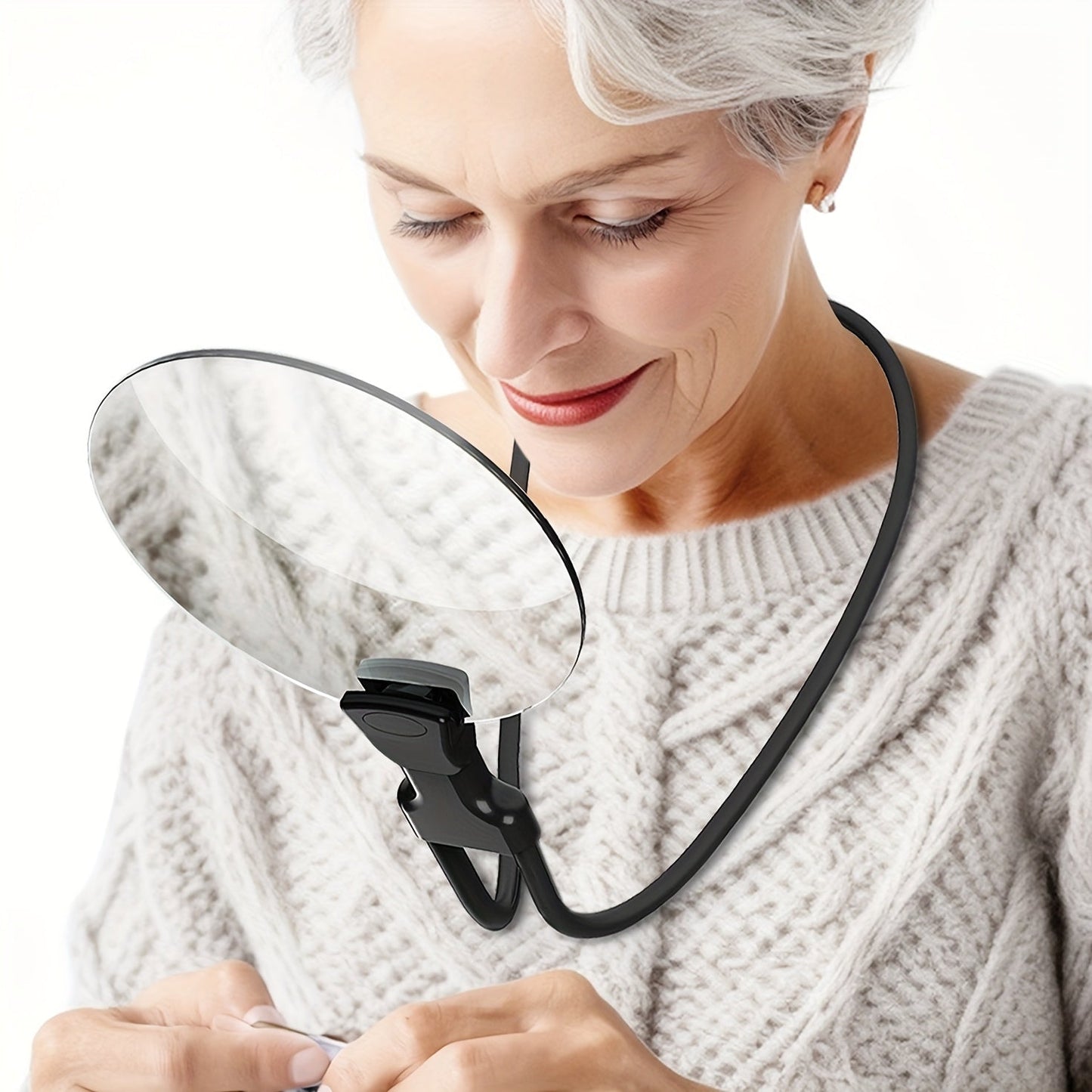 FleekFit | 5X Magnifying Glass Pro – Hands-Free Adjustable Neck Loupe for Seniors and People with Visual Impairment – Perfect for Reading, Sewing, Crafting, and Inspecting