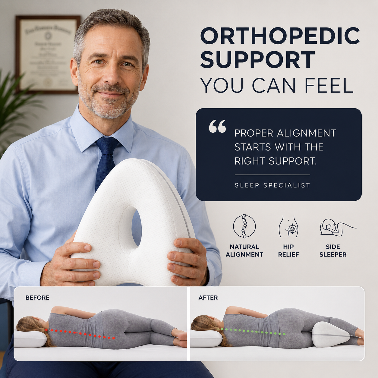 FleekFit | Alignique Contoured Side Sleeper Pillow