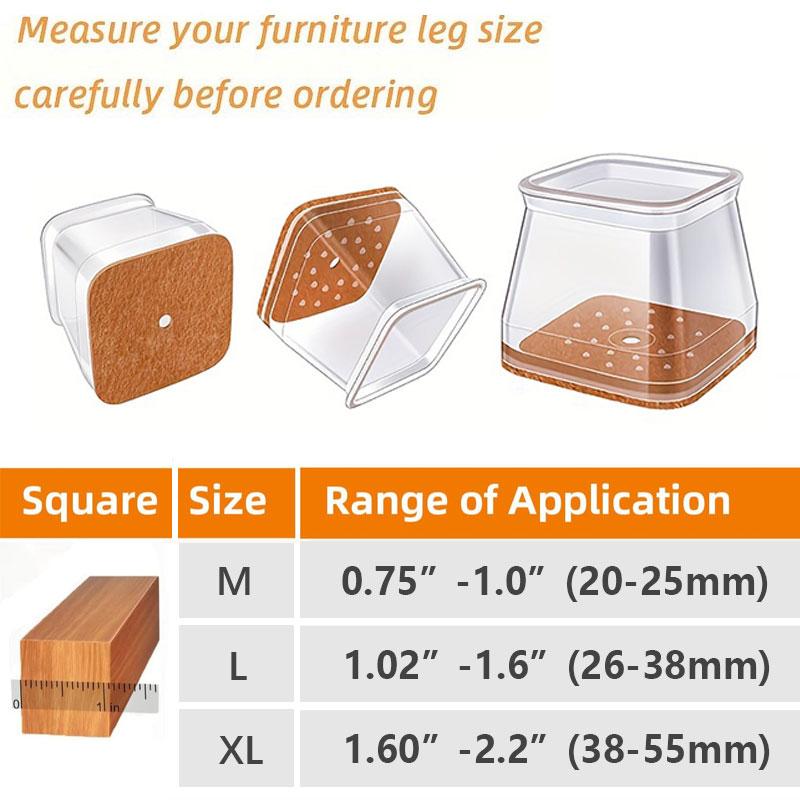 FleekFit | Clear Silicone Chair Leg Caps with Integrated Felt Pads