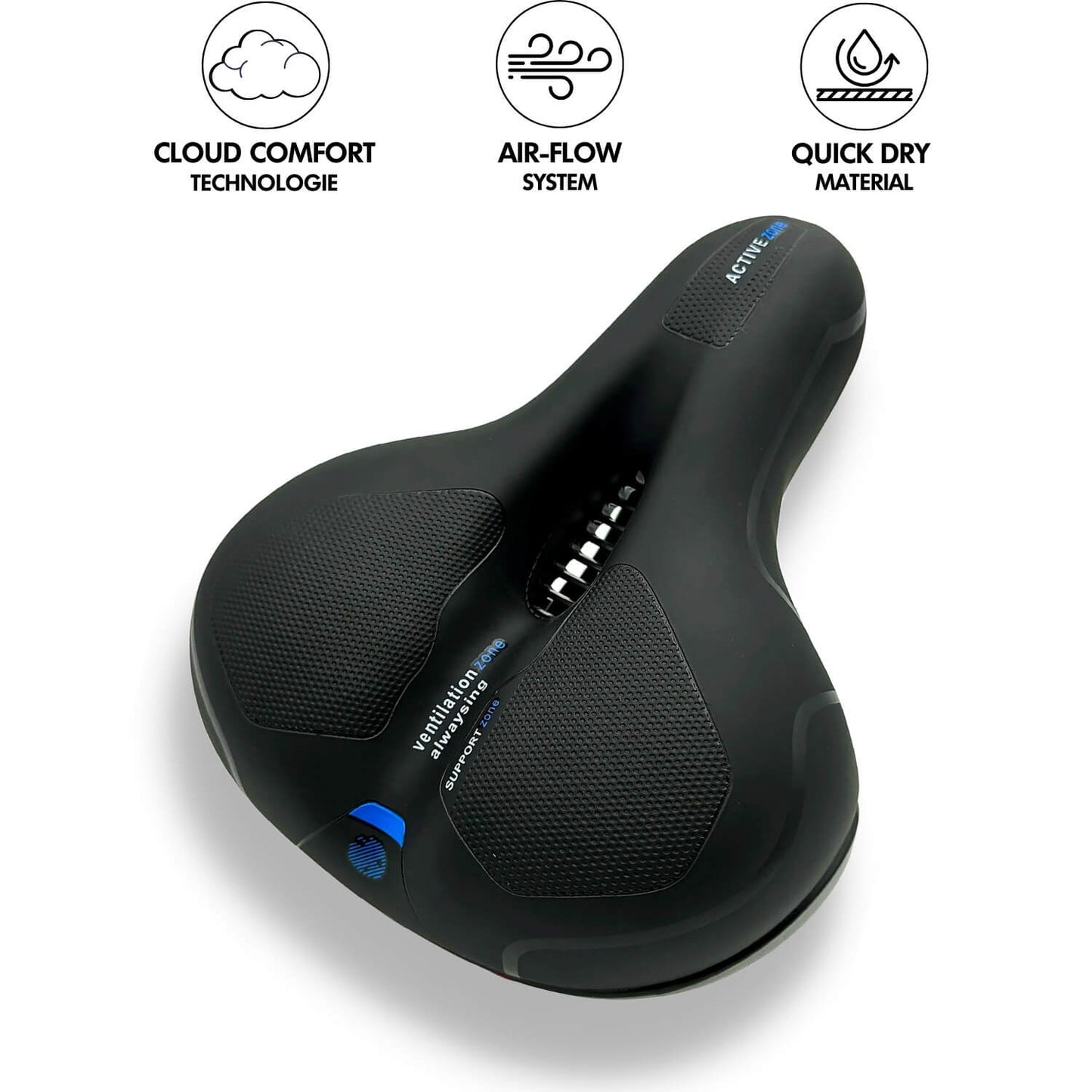 FleekFit | CloudComfort Pro Bicycle Seat | Pressure-Relieving Memory Foam | Black
