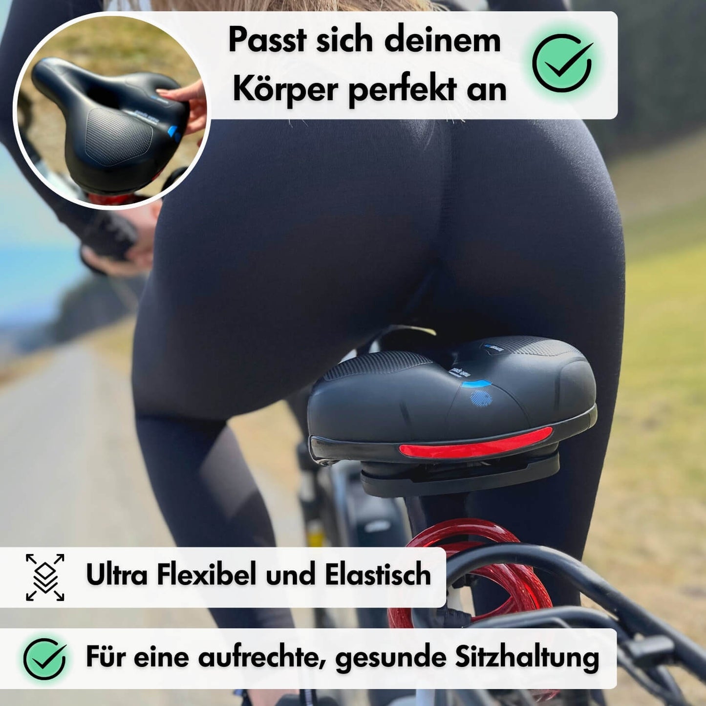 FleekFit | CloudComfort Pro Bicycle Seat | Pressure-Relieving Memory Foam | Black
