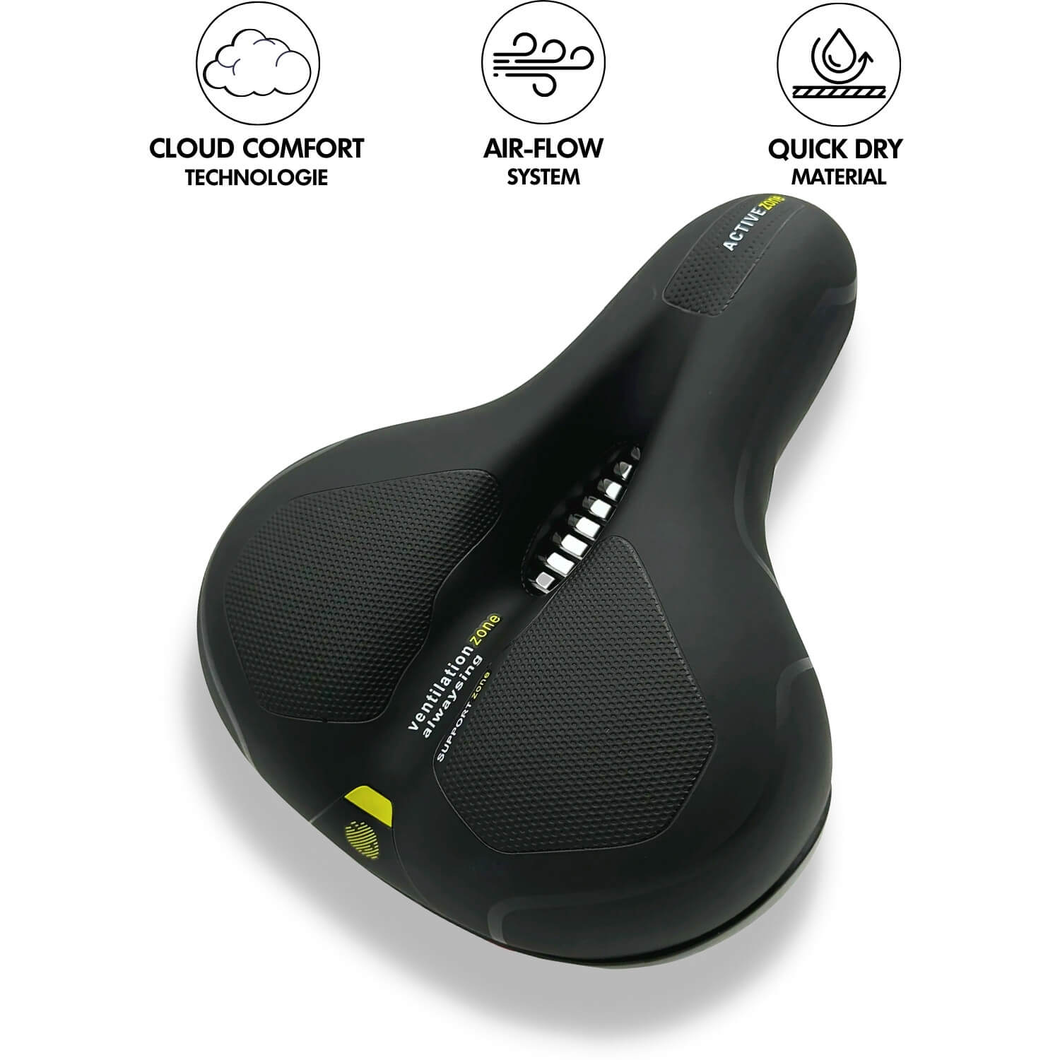 FleekFit | CloudComfort Pro Bicycle Seat | Pressure-Relieving Memory Foam | Black