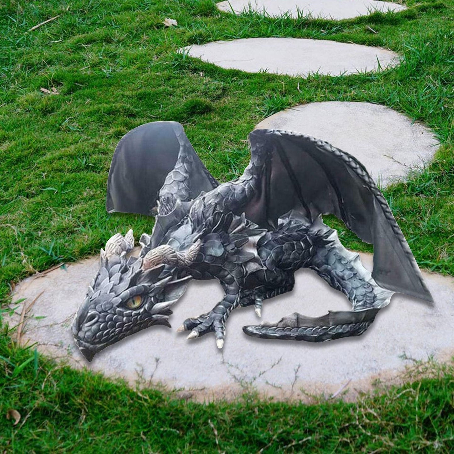 FleekFit | Crouching Dragon Guardian Statue: Gothic Outdoor Decoration