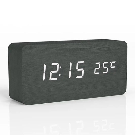 FleekFit | Digital Wooden Alarm Clock | LED Display, Silent Operation