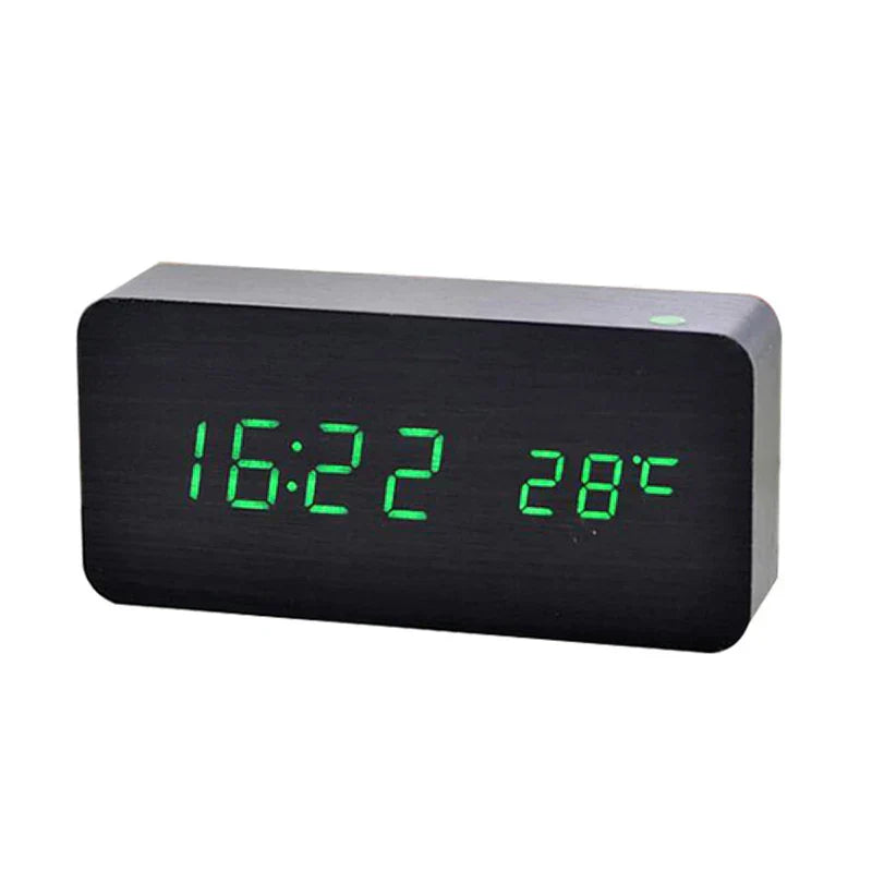 FleekFit | Digital Wooden Alarm Clock | LED Display, Silent Operation