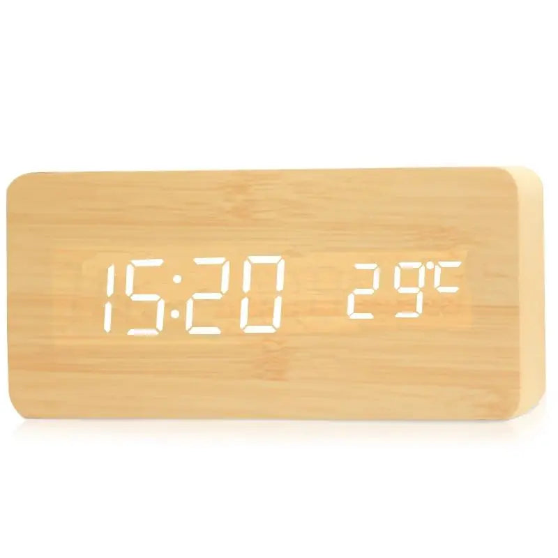 FleekFit | Digital Wooden Alarm Clock | LED Display, Silent Operation