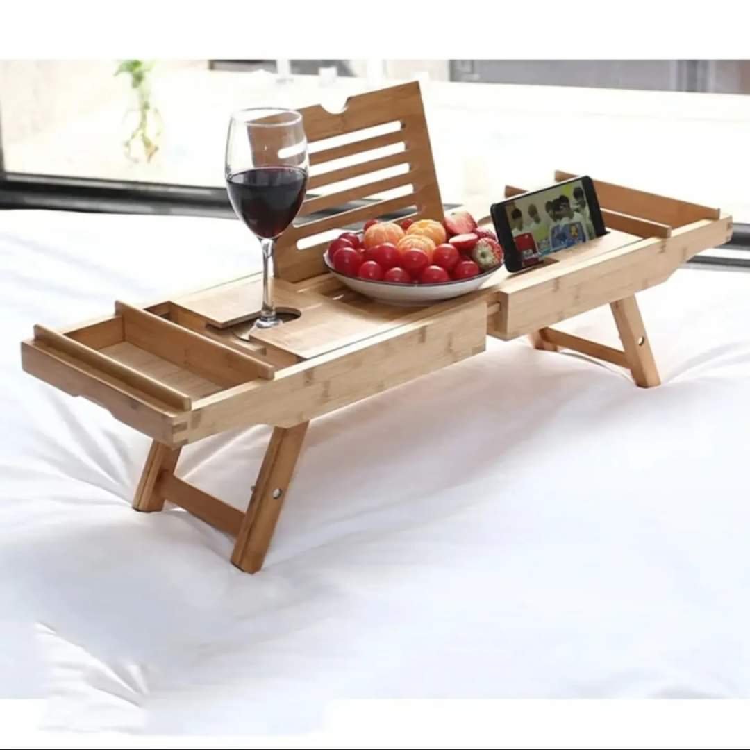 FleekFit | Expandable Bamboo Bathtub/Caddy Tray with Stands