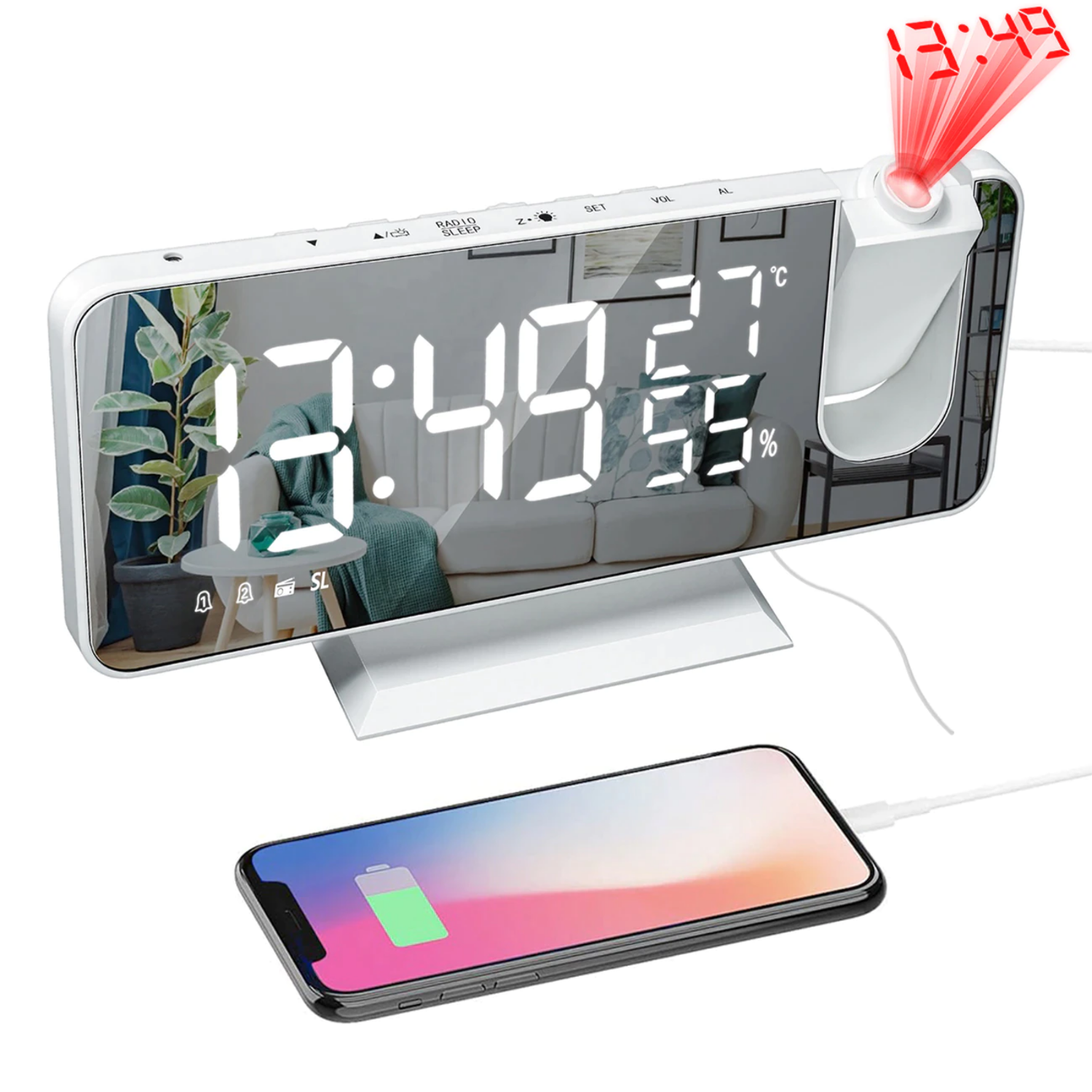 FleekFit FleekFit™ Astronatic™ | The Best Alarm Clock with LED Screen - 180° Projector - USB Charger