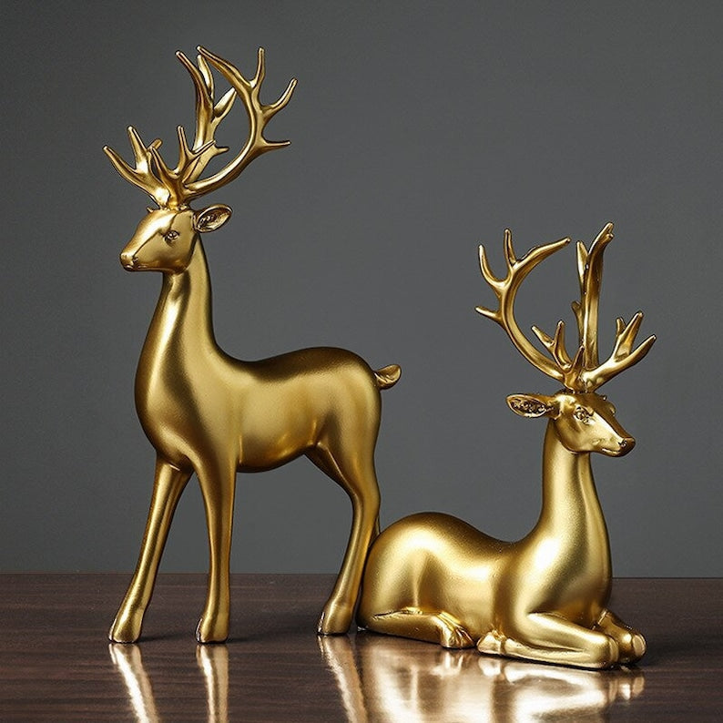 FleekFit | Golden Couple Deer Figurines