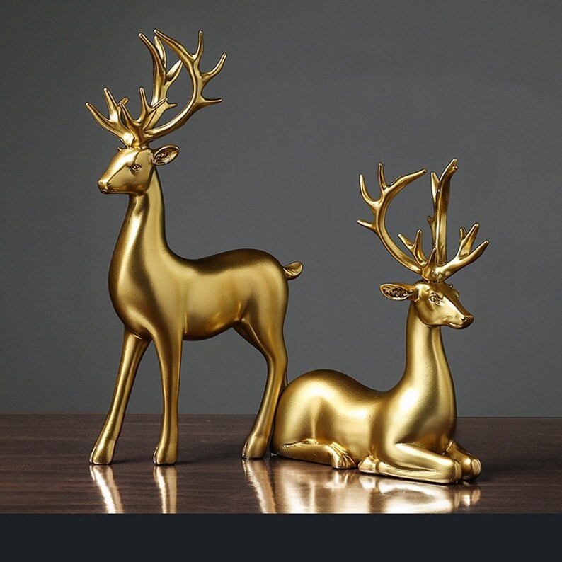FleekFit | Golden Couple Deer Figurines