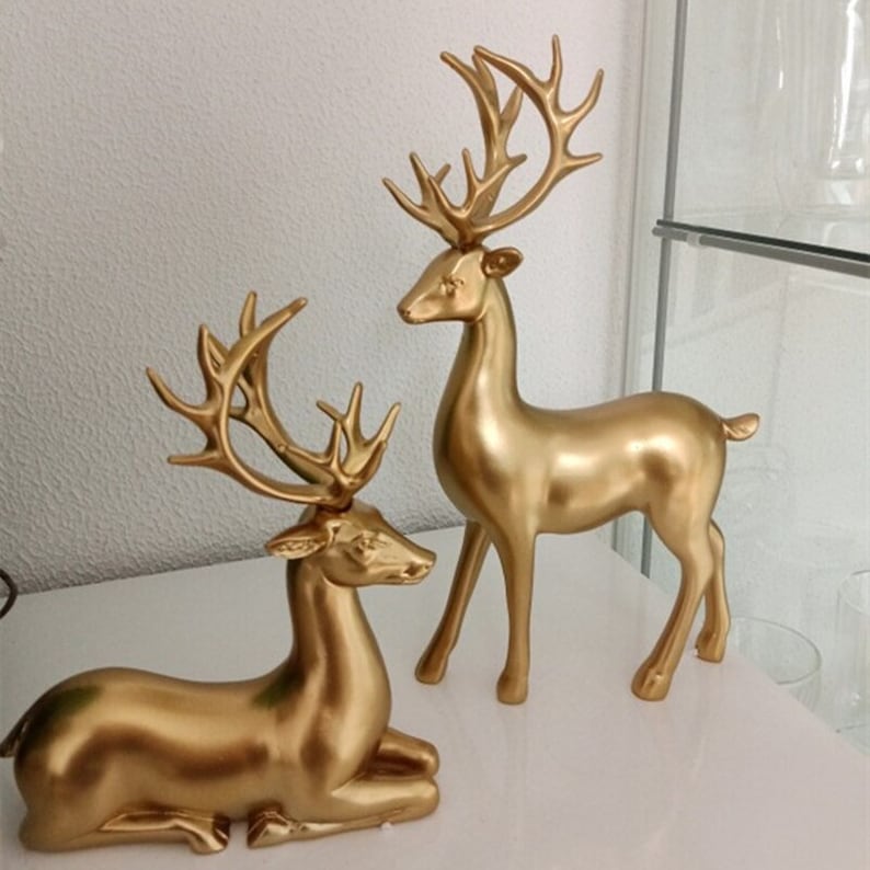 FleekFit | Golden Couple Deer Figurines