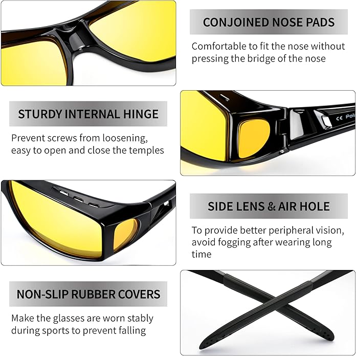 FleekFit | Jeremy Night Vision Polarised Driving Glasses – Anti-Glare Glasses for Safer Night Driving