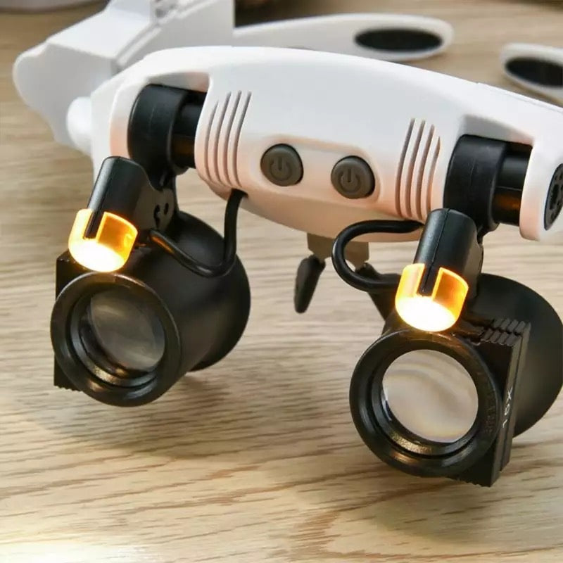 FleekFit | Jeweler Headband Magnifying Glass 8 Lens LED Light Glasses