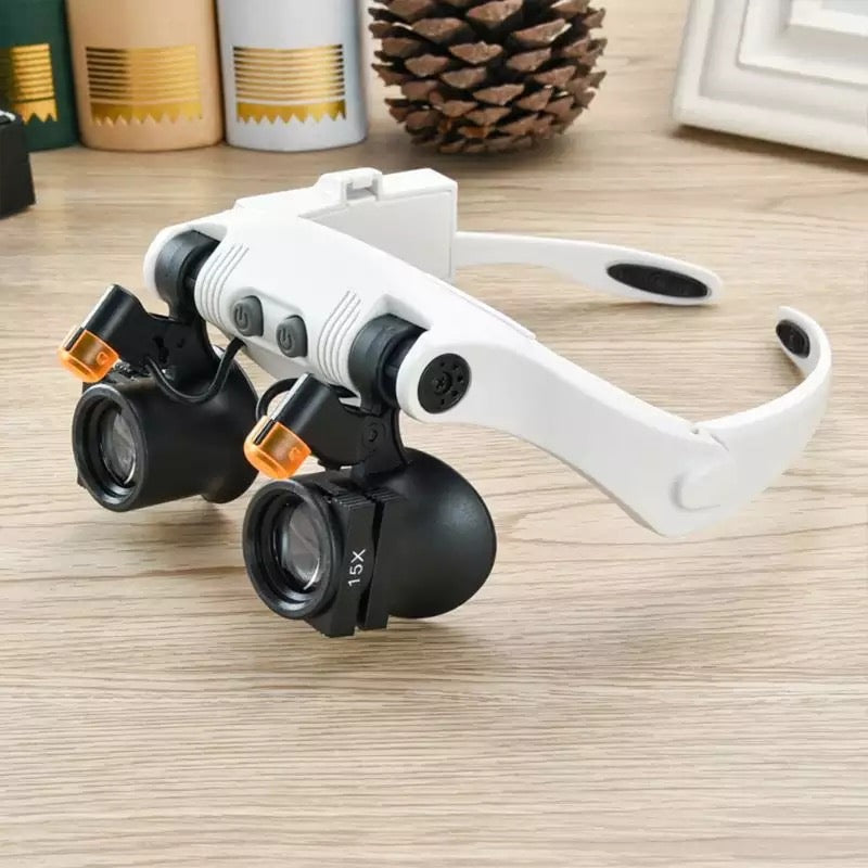 FleekFit | Jeweler Headband Magnifying Glass 8 Lens LED Light Glasses