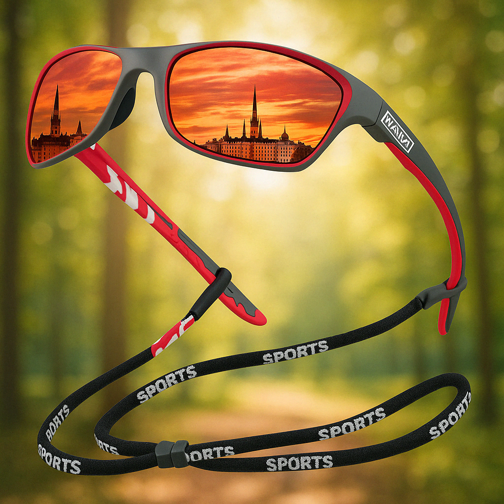 FleekFit | Men's Polarized Sports Sunglasses UK – UV400 Wrap Around Sunglasses for Cycling, Running & Outdoor Activities | Lightweight & Glare Protection