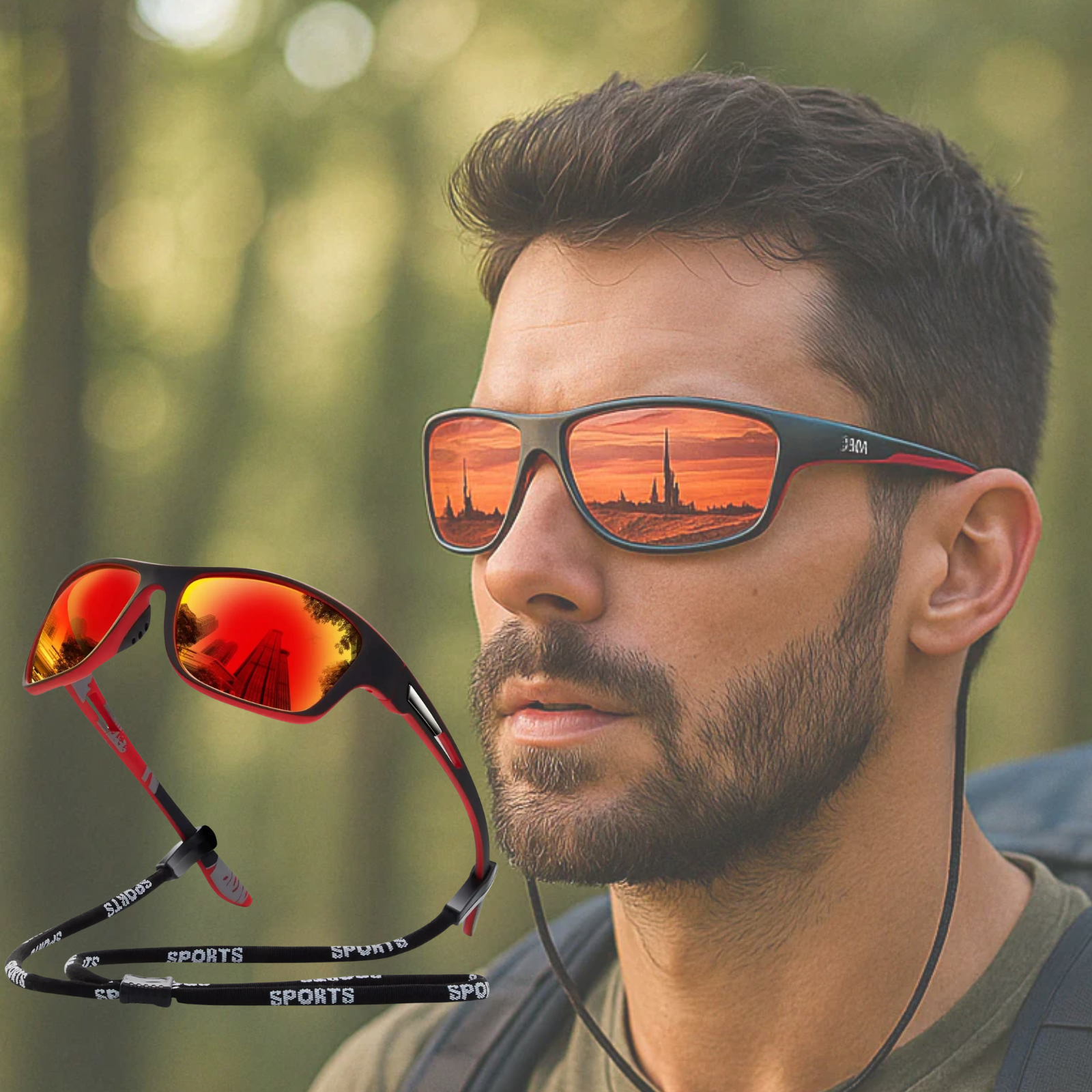 FleekFit | Men's Polarized Sports Sunglasses UK – UV400 Wrap Around Sunglasses for Cycling, Running & Outdoor Activities | Lightweight & Glare Protection