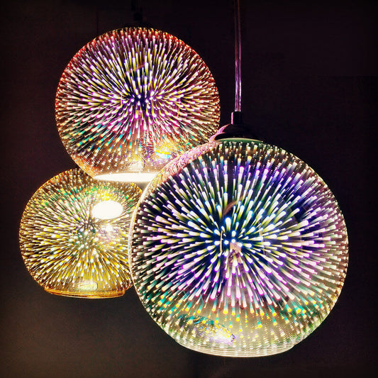 FleekFit | Modern Creative 3D Colorful Firework Glass 1-Light Dome Pendant Lamp