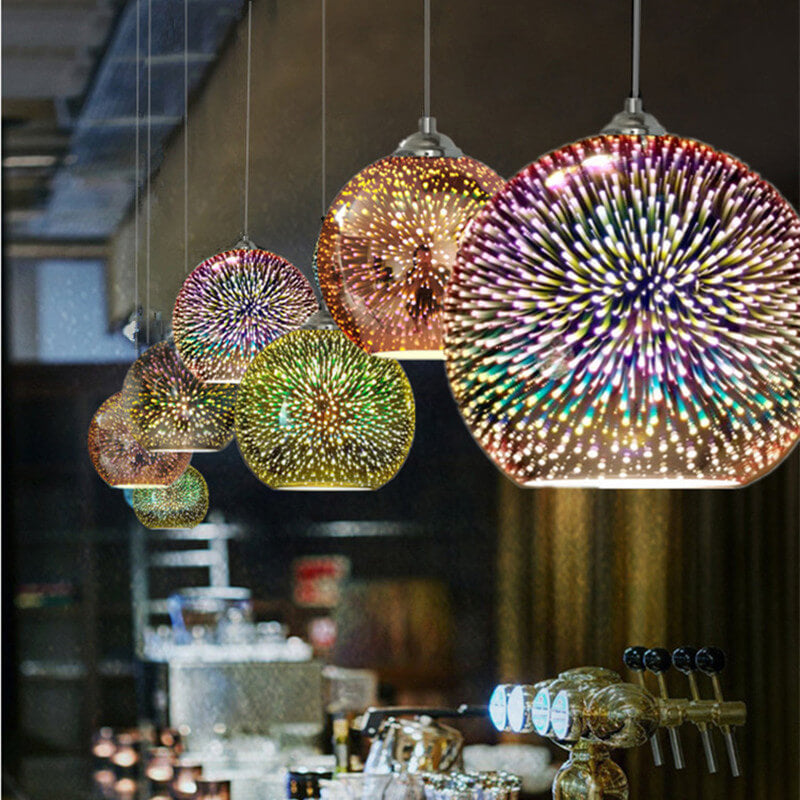 FleekFit | Modern Creative 3D Colorful Firework Glass 1-Light Dome Pendant Lamp
