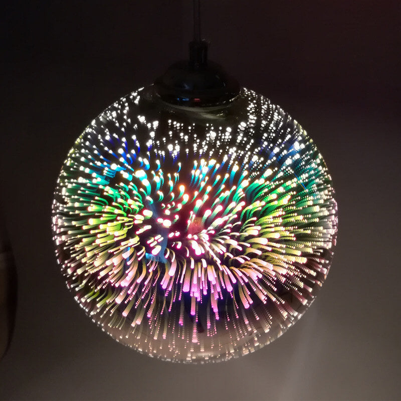 FleekFit | Modern Creative 3D Colorful Firework Glass 1-Light Dome Pendant Lamp