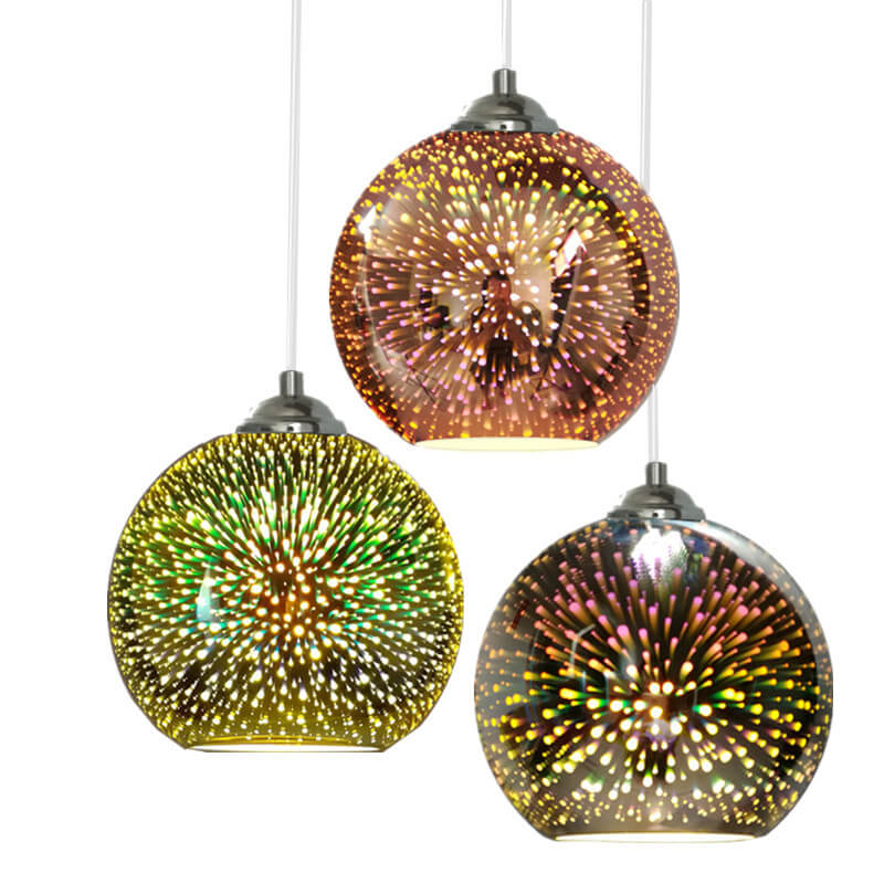 FleekFit | Modern Creative 3D Colorful Firework Glass 1-Light Dome Pendant Lamp