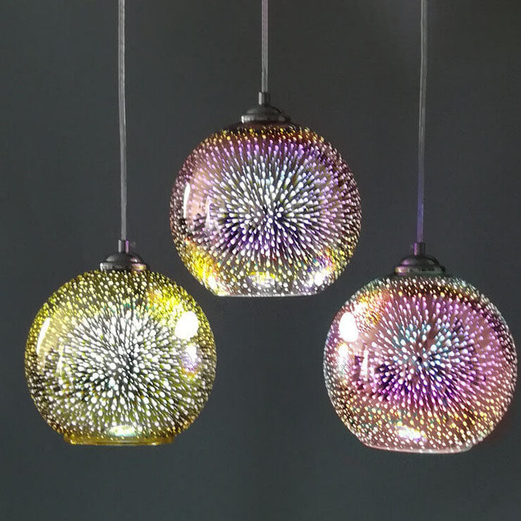 FleekFit | Modern Creative 3D Colorful Firework Glass 1-Light Dome Pendant Lamp